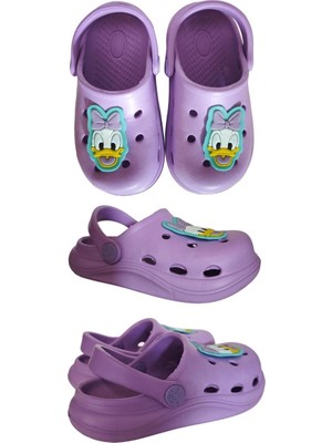 Famele's Cross Anatomik Ördek Figür Lila Eva Plaj Deniz Günlük Çocuk Terlik 303