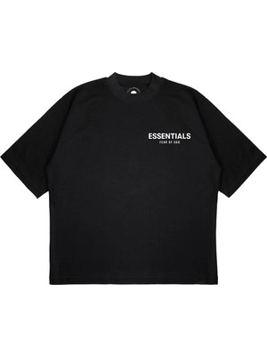 Pure Effect Unisex Oversize Essentıals Basıc Baskılı Boxy Fit Kalın Kumaşlı (240GSM) T-Shirt