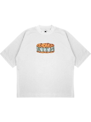 Pure Effect Unisex Oversize Kıth Sandviç 3D Baskılı Boxy Fit Kalın Kumaşlı T-Shirt