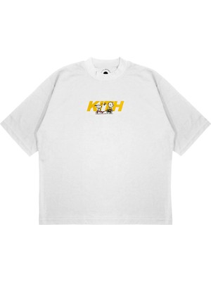 Pure Effect Unisex Oversize Kıth Sarı Snoopy Baskılı Boxy Fit Kalın Kumaşlı T-Shirt
