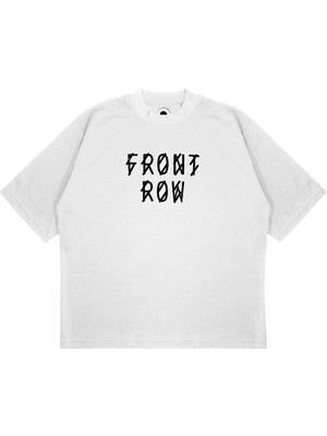 Pure Effect Unisex Oversize Frontrow Yazılı Baskılı Boxy Fit Kalın Kumaşlı T-Shirt