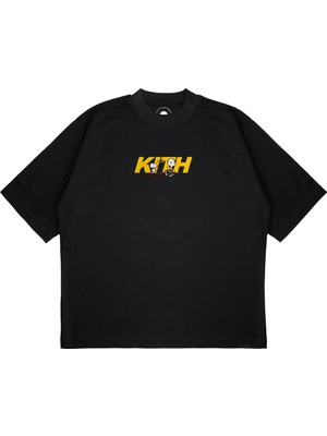 Pure Effect Unisex Oversize Kıth Sarı Snoopy Baskılı Boxy Fit Kalın Kumaşlı T-Shirt
