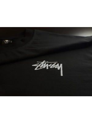 Pure Effect Unisex Oversize Stüssy Kabartma Logo Baskılı Boxy Fit Kalın Kumaşlı T-Shirt