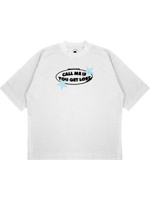 Pure Effect Unisex Oversize Call Me If You Get Lost Baskılı T-Shirt