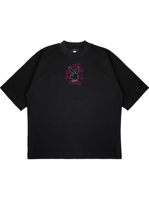 Pure Effect Unisex Oversize Anti Social Neon Play Baskılı T-Shirt