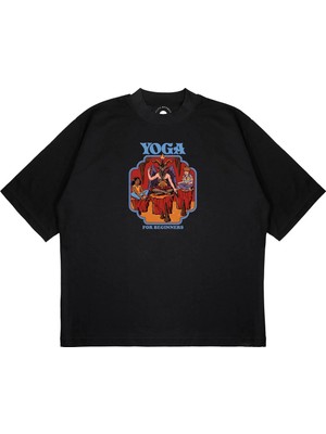 Pure Effect Unisex Oversize Yoga For Begınner Baskılı Boxy Fit Kalın Kumaşlı (240GSM) T-Shirt