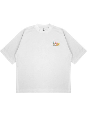 Pure Effect Unisex Oversize Spongebob Baskılı Boxy Fit Kalın Kumaşlı (240GSM) T-Shirt