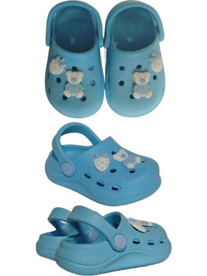 Famele's Cross Anatomik Ayıcık Figür Mavi Eva Plaj Deniz Günlük Çocuk Terlik 303