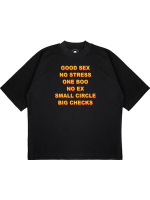 Pure Effect Unisex Oversize Good S3X No Stress Baskılı T-Shirt