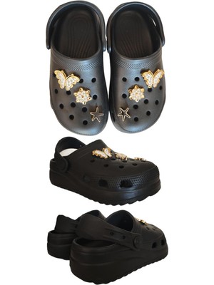 Famele's Cross Anatomik Taşlı Siyah Eva Plaj Deniz Günlük Çocuk Terlik 205