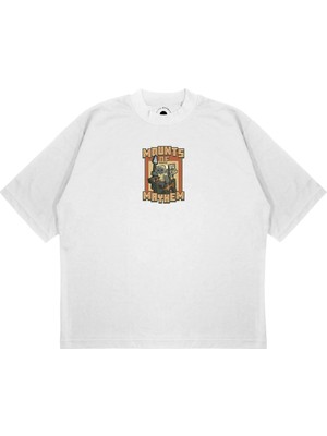 Pure Effect Unisex Oversize Mınecraft Mount Of Mayhem Baskılı Boxy Fit Kalın Kumaşlı (240GSM) T-Shirt