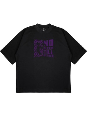 Pure Effect Unisex Oversize Mınecraft No Sleep Untıl Baskılı Boxy Fit Kalın Kumaşlı (240GSM) T-Shirt