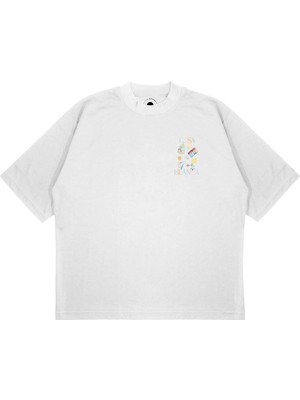 Pure Effect Unisex Oversize Casablanca Foto Makına Baskılı Boxy Fit Kalın Kumaşlı (240GSM) T-Shirt