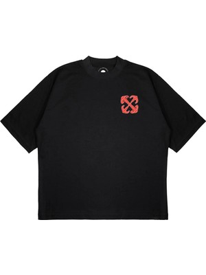 Pure Effect Unisex Oversize Off-Whıte Ilızyon 3D Baskılı Boxy Fit Kalın Kumaşlı (240GSM) T-Shirt