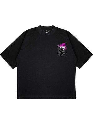 Pure Effect Unisex Oversize Off Whıte Pınk Baskılı Boxy Fit Kalın Kumaşlı T-Shirt