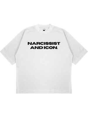 Pure Effect Unisex Oversize Narcıssıst And Icon Baskılı Boxy Fit Kalın Kumaşlı T-Shirt