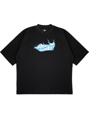 Pure Effect Unisex Oversize Kıth Dalga Baskılı Boxy Fit Kalın Kumaşlı T-Shirt