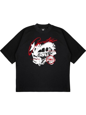 Pure Effect Unisex Oversize Corıtez Dudak Baskılı T-Shirt