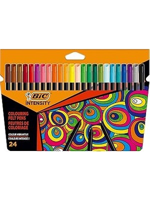 Uravas Store Bic Intensity Keçeli Kalemler, Yetişkinler Gençler Için, 24 Yıkanabilir Renk, Sağlam Uçlu, Karto