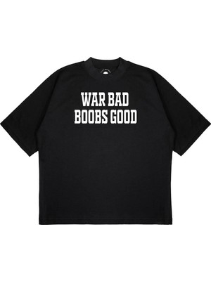 Pure Effect Unisex Oversize War Bad Baskılı Boxy Fit Kalın Kumaşlı T-Shirt