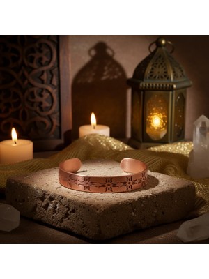 Home Güneş Motifli El Işçiliği Saf Bakır Kelepçe Bileklik - Şifalı ve Bohem Tasarım