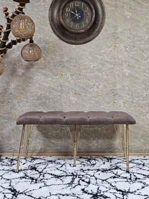 Sevinç Mobilya Metal Gold Tel Ayaklı 100 cm Puf Bench - Puf - Bench - Oturak - Mutfak Oturağı - Antre Oturağı