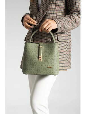 Just Polo Kadın Ters Kilit Çıtçıt Kapama Arkası Cepli El Çantası 21X23CM