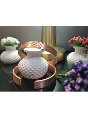 Home Modern Geometrik Motifli %100 Saf Bakır Bileklik Seti - El Işçiliği