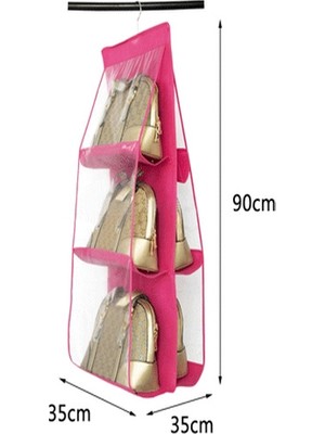 Uravas Store 6 Gözlü Pratik Dolap Içi Çanta Askılığı/organizer (Pembe)