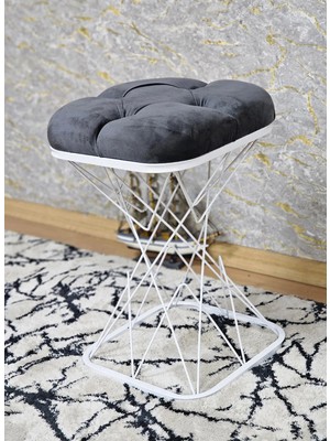 Sevinç Mobilya Kare Beyaz Boyalı Puf Oturak - Bench - Ayak Ucu Oturak - Tabure - Makyaj Oturak