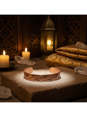 Home Vet El Işçiliği Saf Bakır Akıcı Dalga Motifli Ayarlanabilir Şifa Kelepçe Bileklik Unisex