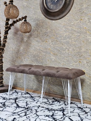 Sevinç Mobilya Metal Beyaz Tel Ayaklı 100 cm Puf Bench - Puf - Bench - Oturak - Mutfak Oturağı - Antre Oturağı