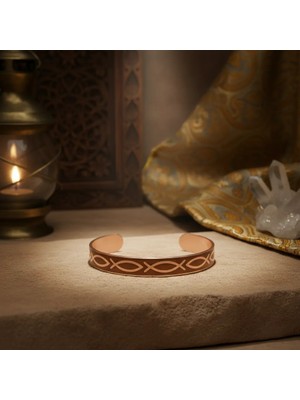 Home El Yapımı Ichthys Sembollü %100 Saf Bakır Kelepçe Bileklik - Şifalı ve Stil Sahibi