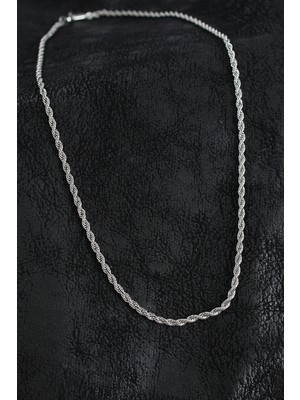 Uravas Store Çelik Burgu Zincir Model Gümüş Renk Erkek Kolye