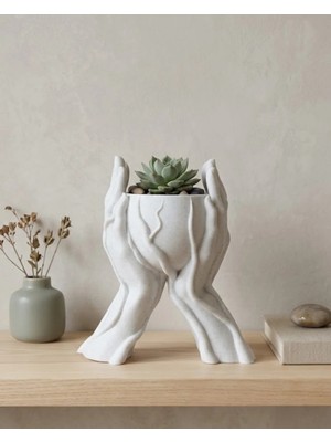 Uravas Store Ev Dekoru Için El Şeklinde 3D Baskı Dekoratif Saksı Vazo