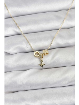 Uravas Store Gold Renk Pirinç Charmlı Kadın Kolye