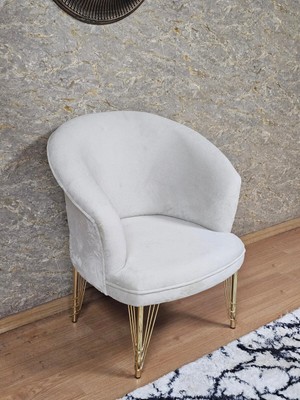 Sevinç Mobilya Tekli Teddy Gold Kaplama Telli Ayak Çay Seti Koltuk Tekli Berjer , Balkon, Salon, Ofis