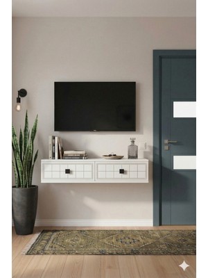Yumedi Design TDA1205B -Leyla Duvara Montaj Tv Stand , Tv Sehpası 120CM Beyaz
