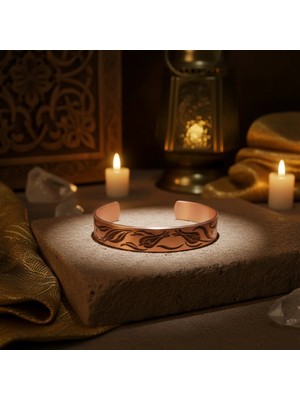 Home Vet  Saf Bakır Geleneksel Lale Motifli Ayarlanabilir Şifa Kelepçe Bileklik