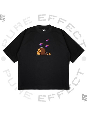 Pure Effect Unisex Oversize A Bathıng Ape Mılo Sleepy Baskılı Boxy Fit Kalın Kumaşlı T-Shirt