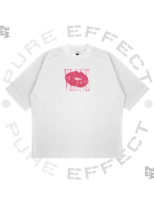 Pure Effect Unisex Oversize Vlone Pınk Kıss Baskılı Boxy Fit Kalın Kumaşlı T-Shirt