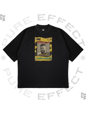 Pure Effect Unisex Oversize Arabic Rap Star 70's Album Cover Baskılı Boxy Fit Kalın Kumaşlı T-Shirt