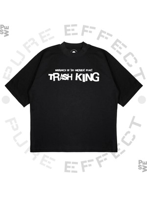 Pure Effect Unisex Oversize Monarch Of Trash King Baskılı Boxy Fit Kalın Kumaşlı T-Shirt