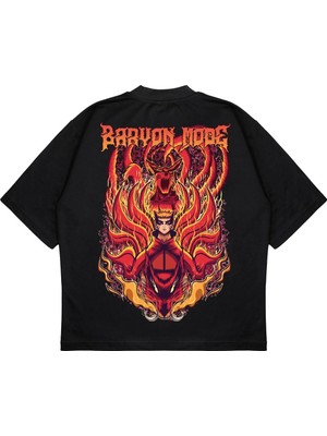 Pure Effect Unisex Oversize Naruto Anıme Baryon Mode Baskılı Boxy Fit Kalın Kumaşlı T-Shirt