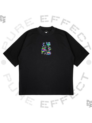 Pure Effect Unisex Oversize Joker Hahaha Baskılı Boxy Fit Kalın Kumaşlı T-Shirt