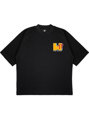 Pure Effect Unisex Mtv Wtf Logo Baskılı Boxy Fit Kalın Kumaşlı T-Shirt