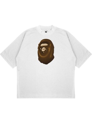 Pure Effect Unisex A Bathıng Ape 3D Baskılı Boxy Fit Kalın Kumaşlı T-Shirt