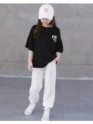 Punix Kids Özel Üretim Ever Baskılı %100 Pamuk Kısa Kollu Yazlık Hip Hop Sokak Modası Kız Çocuk Eşofman Takımı
