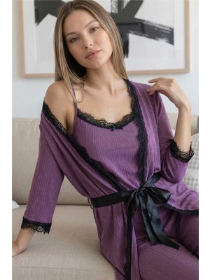 Lilac Desenli Sabahlıklı Pegasus Pijama Takımı