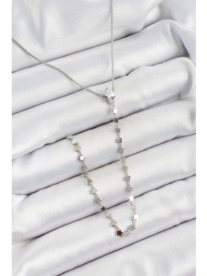 Uravas Store Pirinç Zirkon Taşlı Yıldız Figürlü Y Model Gümüş Renk Kadın Kolye